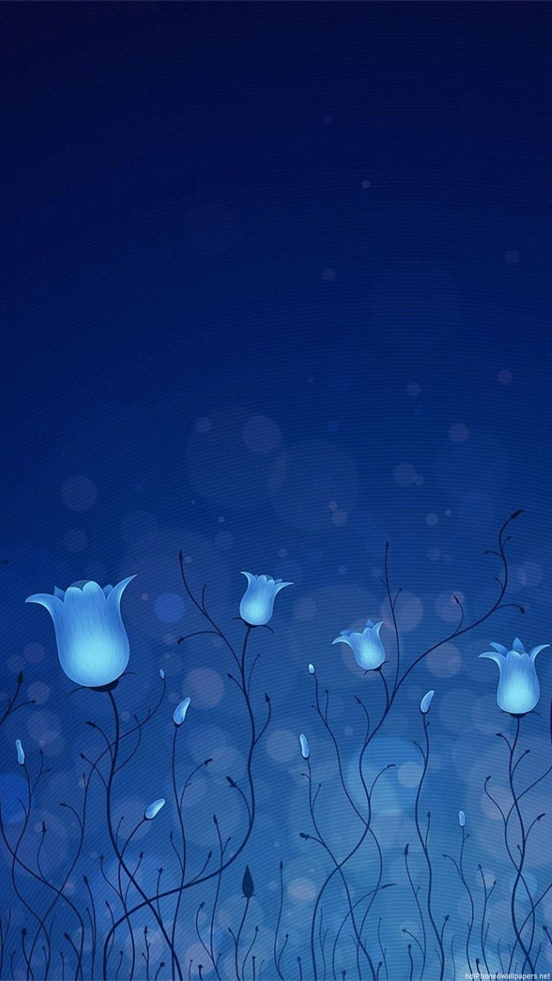 Fiori blu astratti notturni, 1080x1920 Verticale, Samsung Galaxy