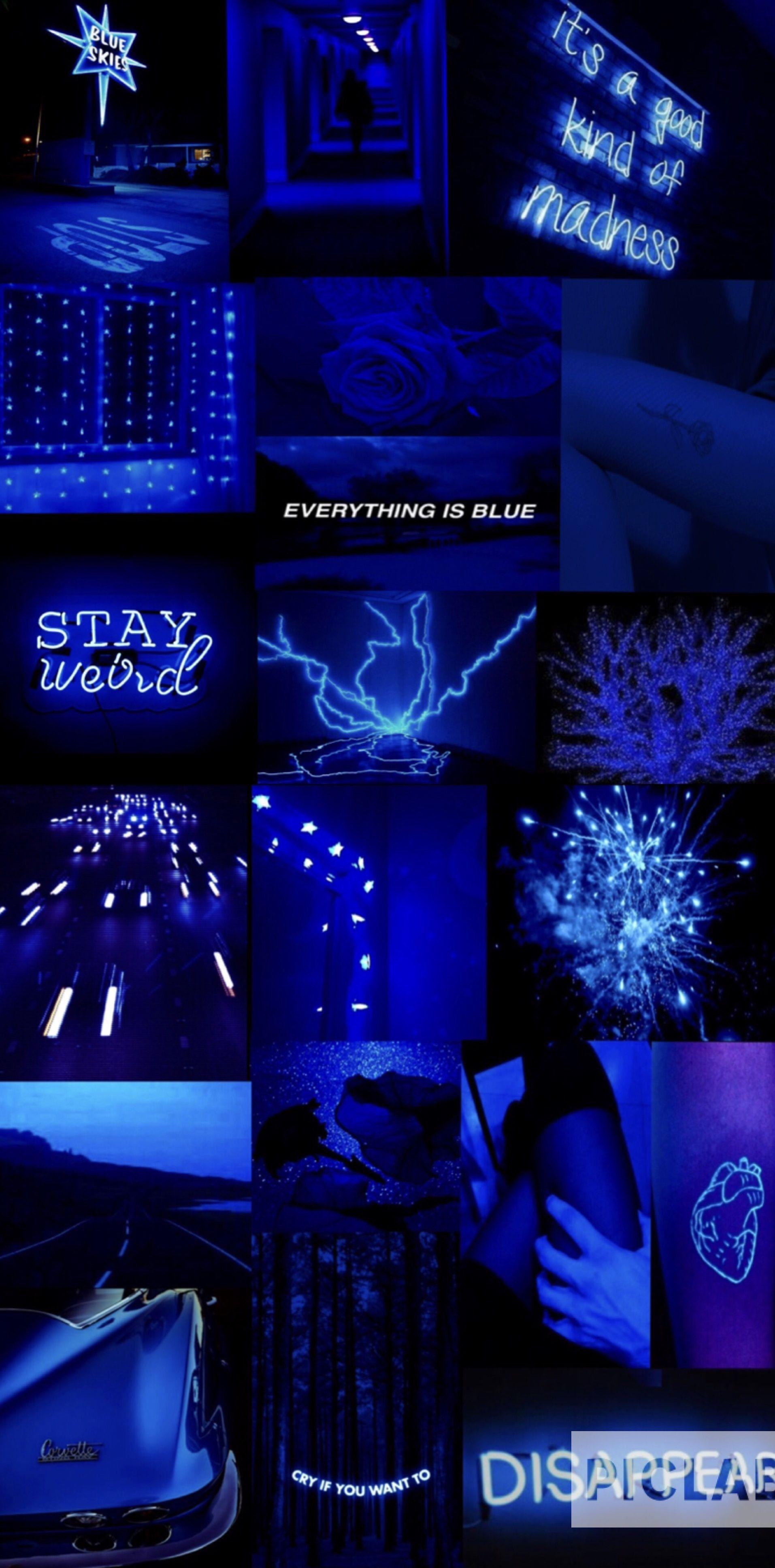 Collage estetico blu scuro, 1914x3872 Verticale, Telefono