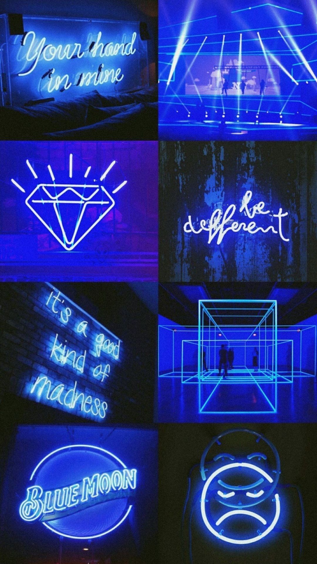 Collage neon blu estetico, 1080x1920 Full HD Verticale, Samsung Galaxy