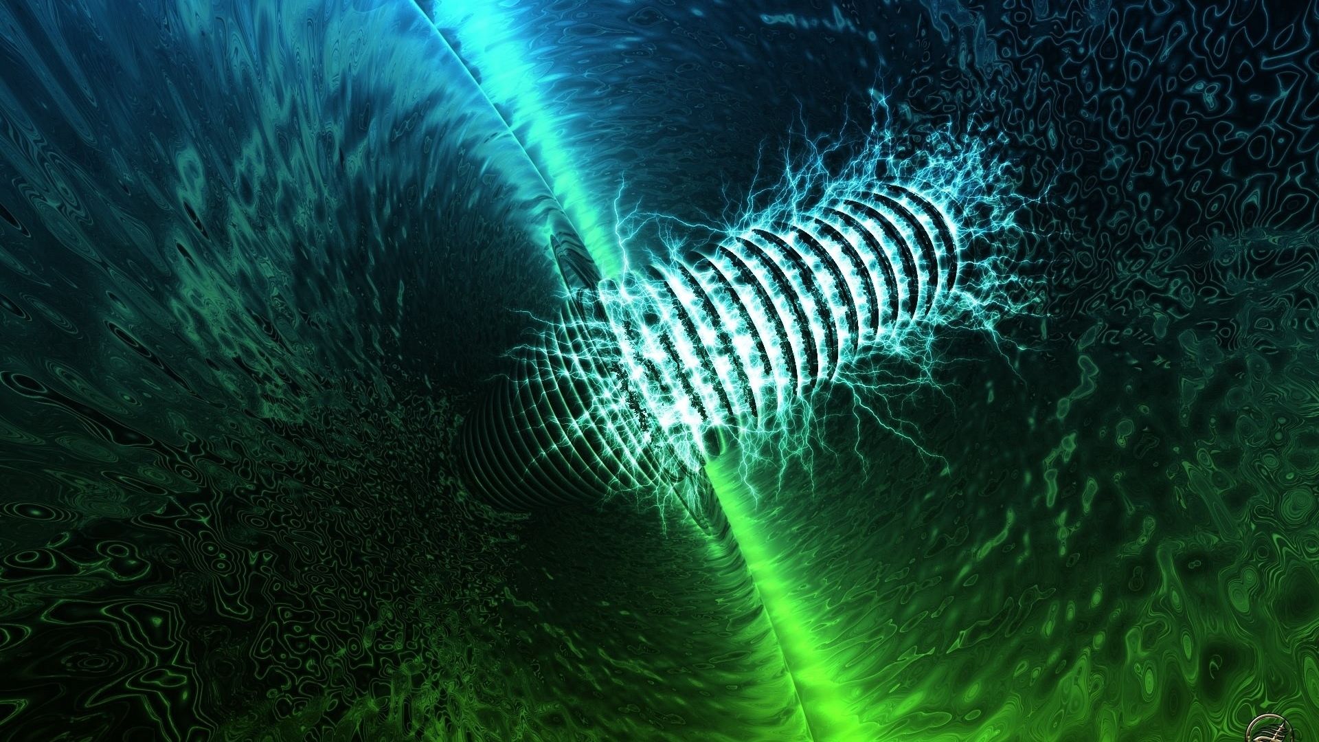Vortice astratto neon blu-verde, 1920x1080 Full HD 1080p, Desktop
