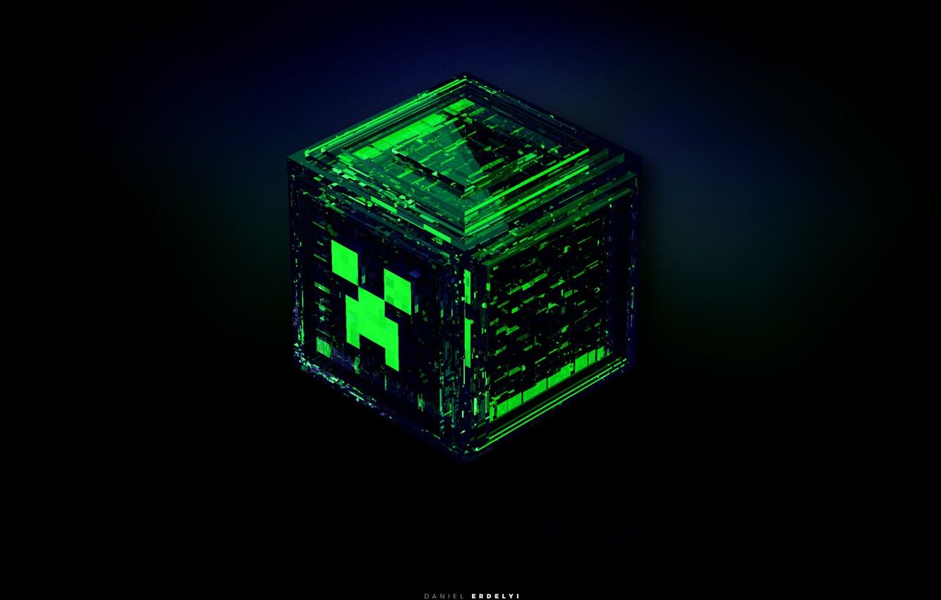 Cubo Creeper Minecraft digitale, gioco sandbox, 1332x850 HD, Desktop
