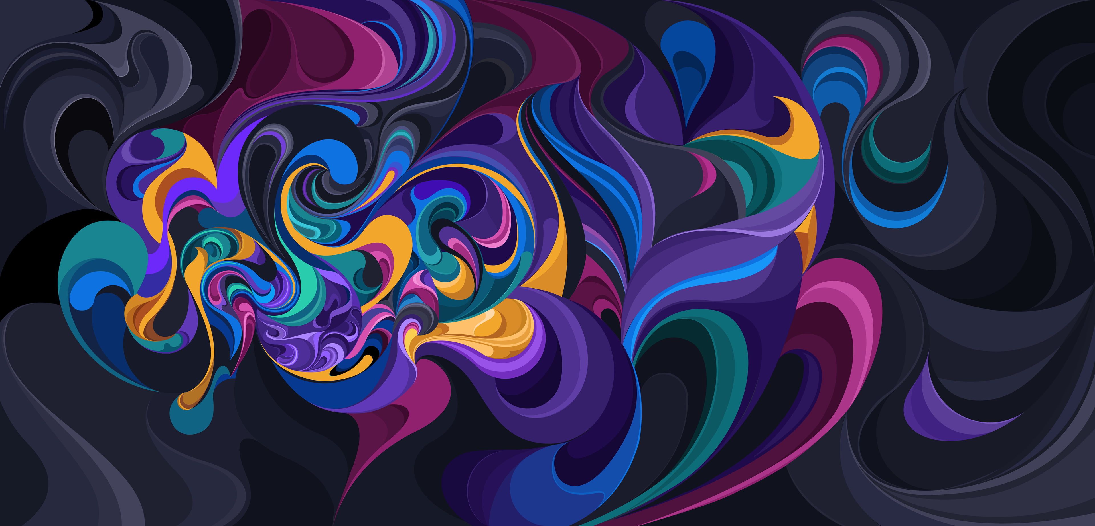 Vortici astratti colorati, 3840x1848 UHD, PC 4K
