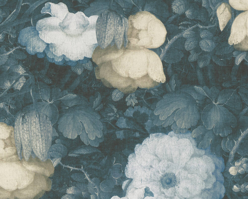 Fiori barocchi blu e crema, 1000x800 HD, Laptop