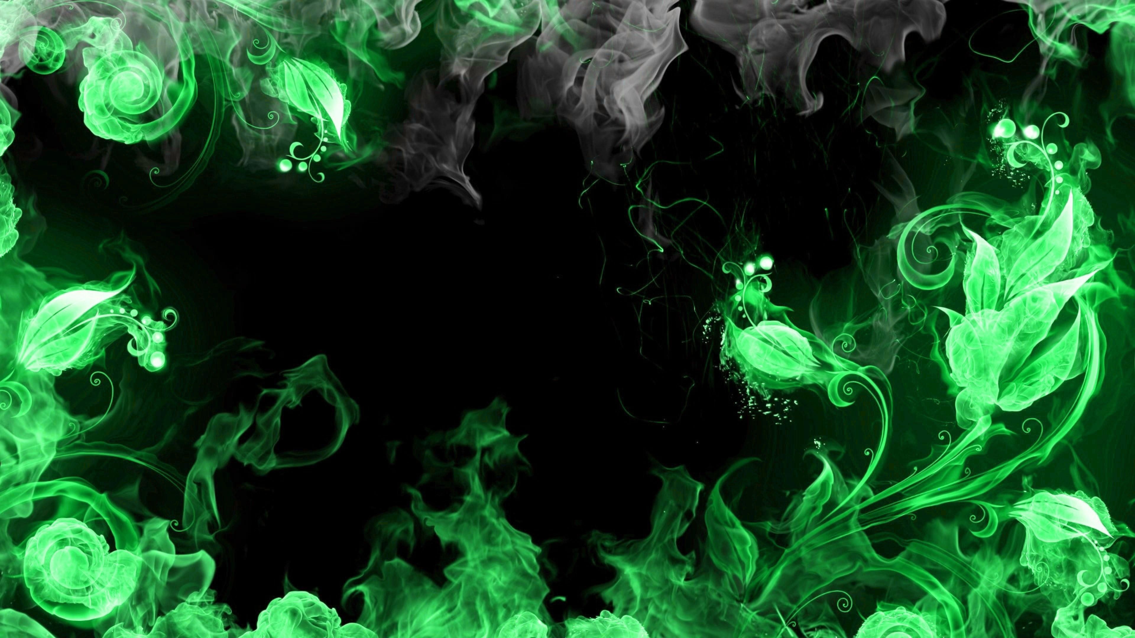Fumo verde astratto nero, 3840x2160 Ultra HD, 4K TV