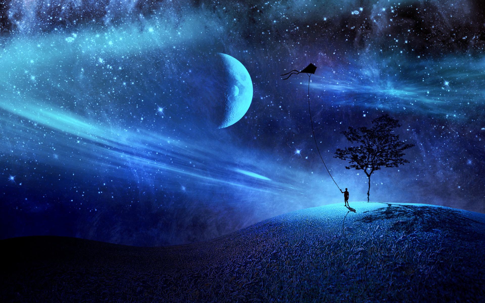 Notte stellata con luna e albero, 1920x1200 Full HD+ WUXGA, PC