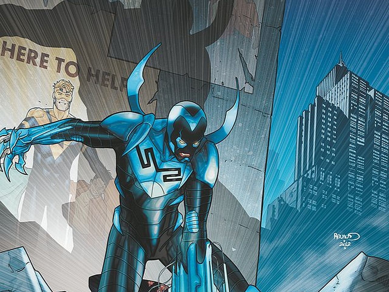 Blue Beetle in volo notturno, 1920x1080 Full HD, Laptop