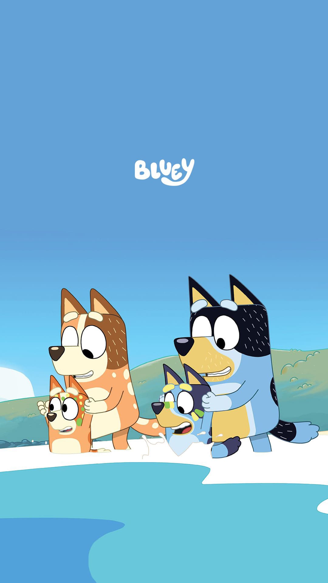 Famiglia Bluey personaggi cartone, 1080x1920 Verticale, Telefono