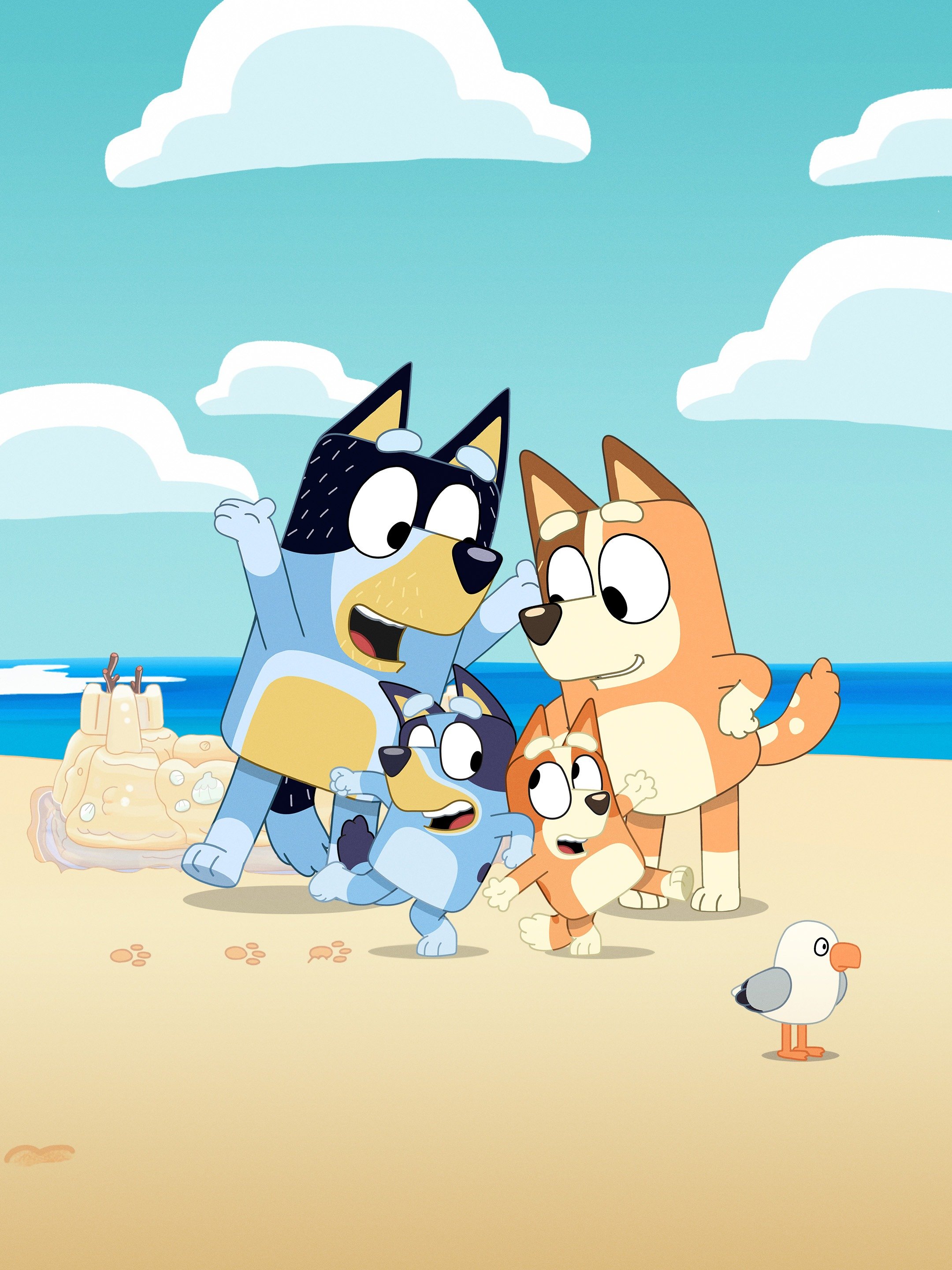 Famiglia Bluey in spiaggia, 2160x2880 Full HD Verticale, iPhone