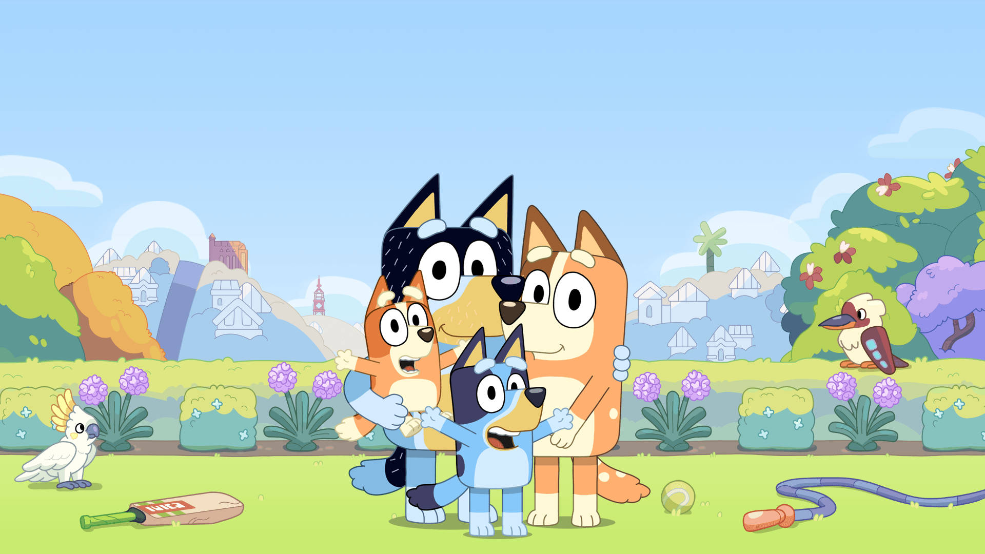 Famiglia Bluey nel giardino, 1920x1080 Full HD 1080p, PC