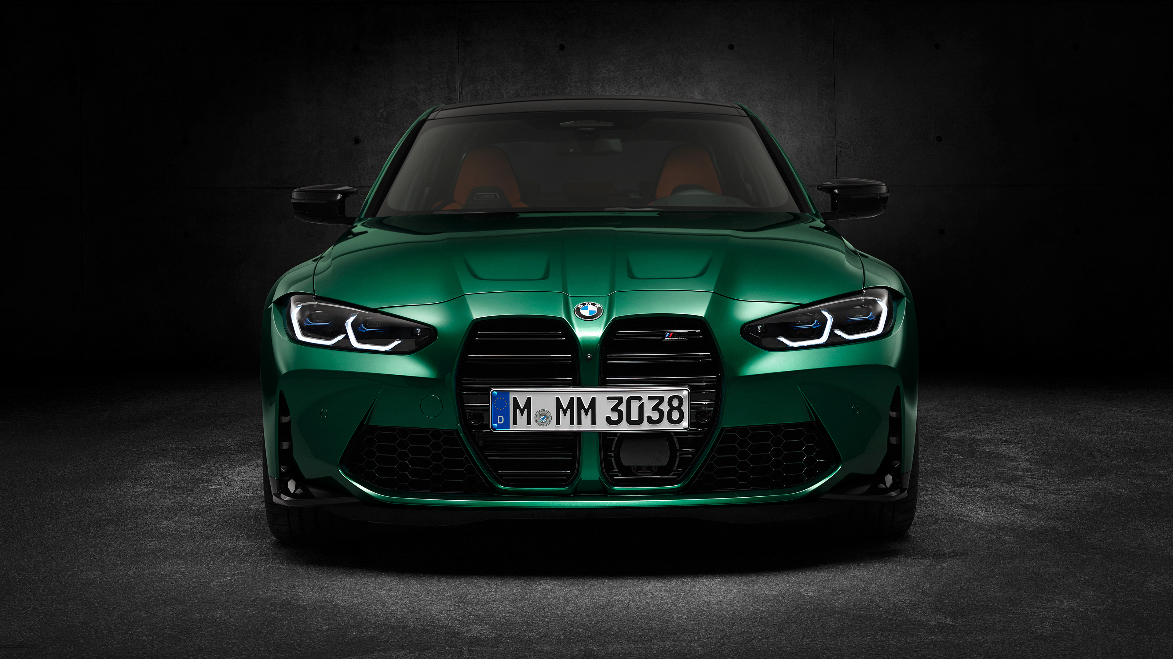 BMW M3 verde vista frontale, 3840x2160 4K, Desktop 4K
