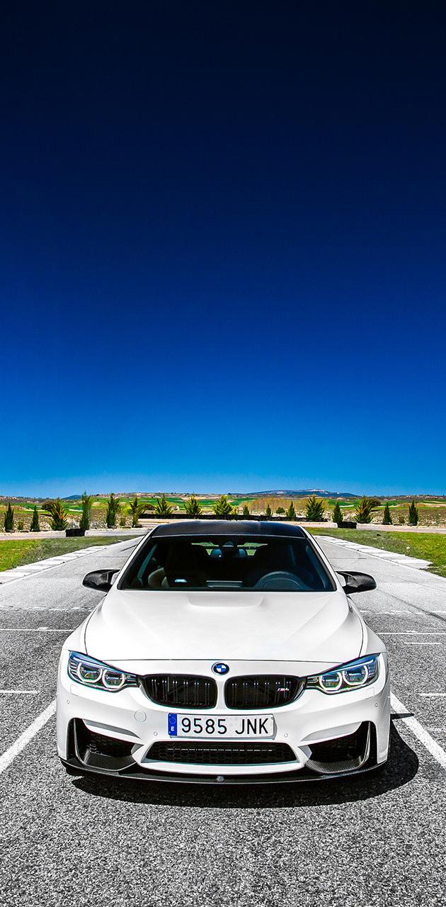 BMW M4 bianca cielo blu, 630x1280 Verticale, Android