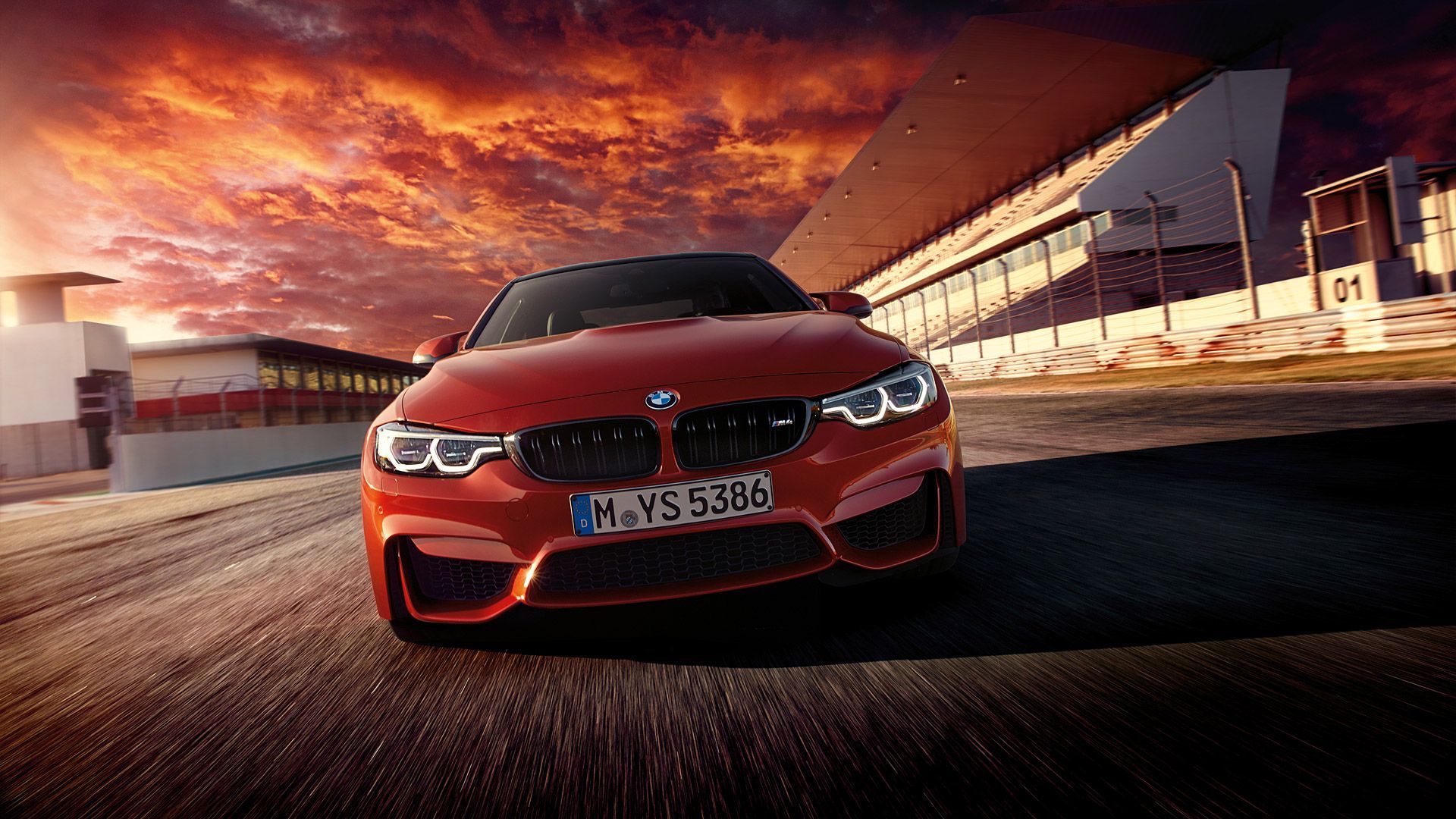 BMW M4 rossa pista tramonto, 1920x1080 Full HD, Desktop