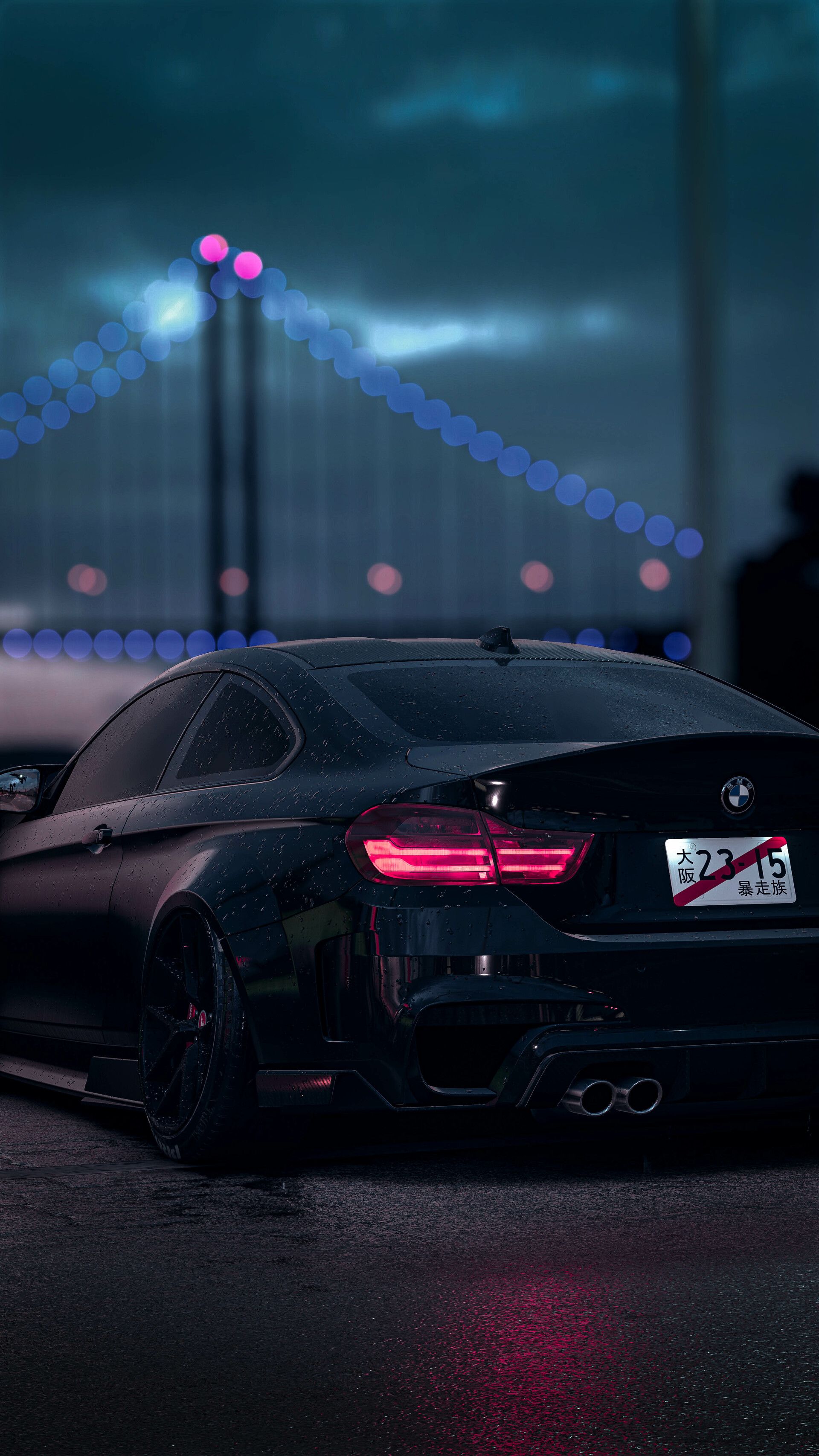 BMW M4 nera notturna ponte, 1920x3413 Verticale, Telefono