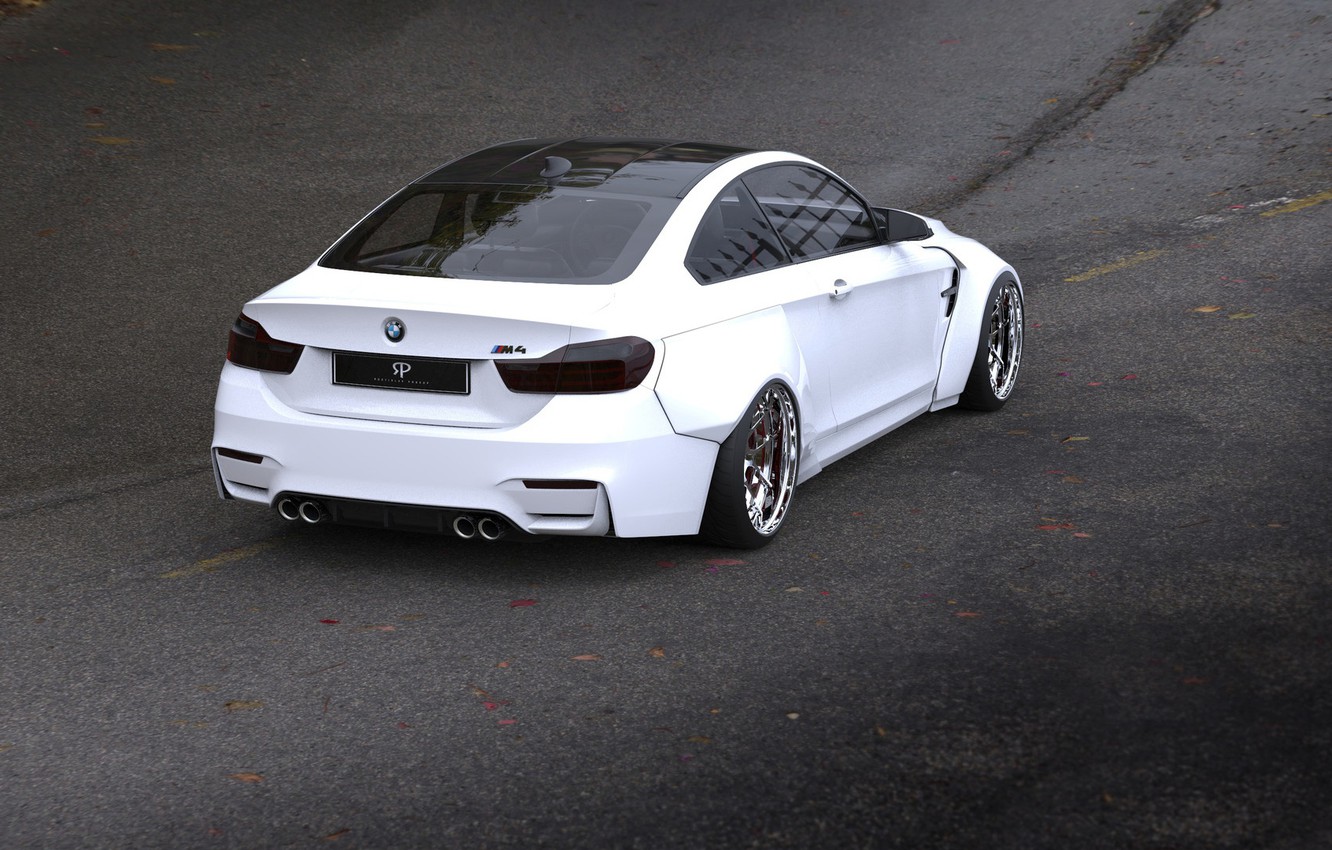 BMW M4 bianca posteriore widebody, 1332x850 720p, Laptop