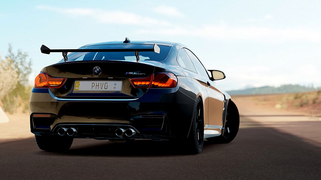 BMW M4 blu posteriore alettone, 1366x768 HD, Desktop
