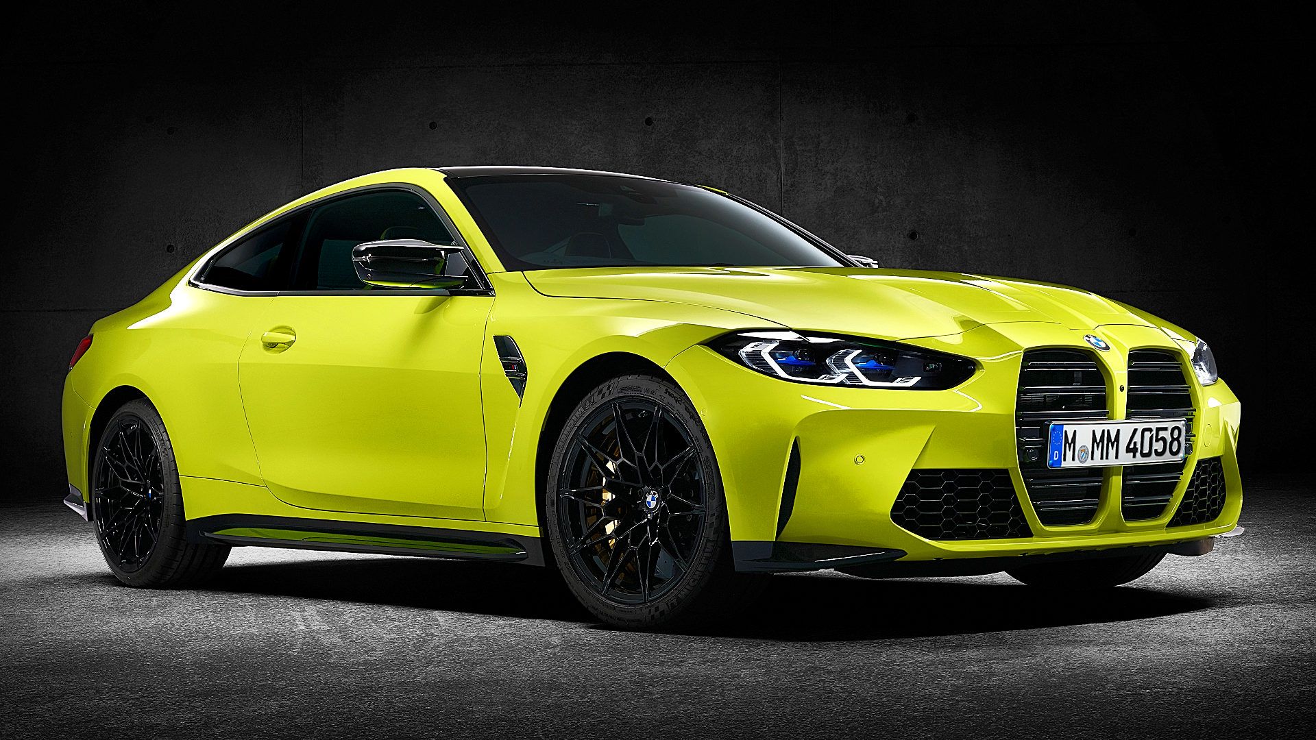 BMW M4 gialla studio, 1920x1080 Full HD, Desktop