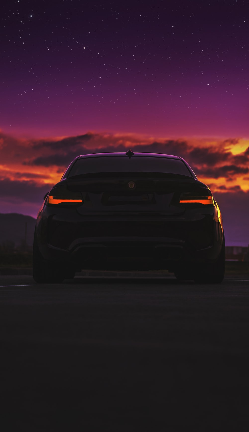 BMW M4 silhouette tramonto viola, 1000x1732 Full HD Verticale, Smartphone