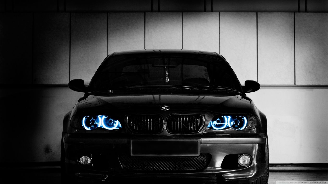 BMW nera con fari blu, 1366x768 HD, Notebook Gaming