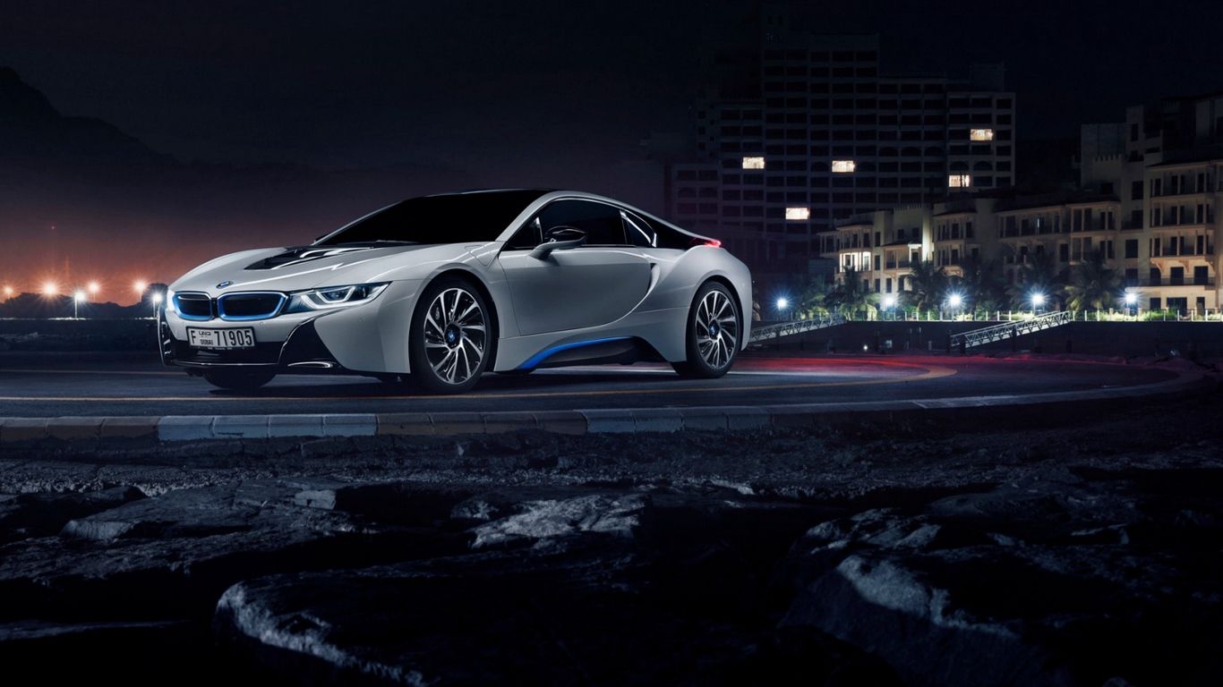 BMW i8 bianca notturna, 1366x768 720p, Ultrabook