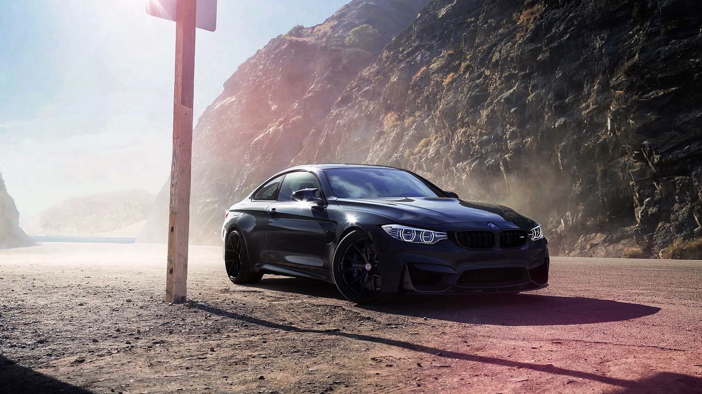 BMW M4 nera vista laterale, coupé Serie M, 1366x768 720p, ROG Asus Laptop
