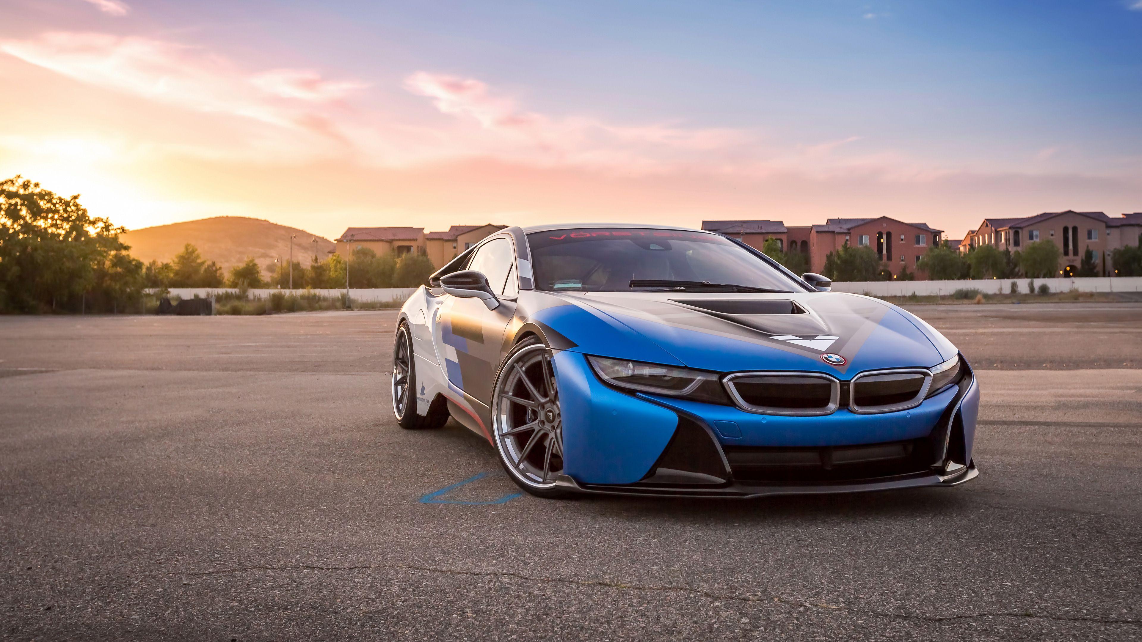 BMW i8 blu tramonto, 3840x2160 4K Ultra HD, Monitor 4K