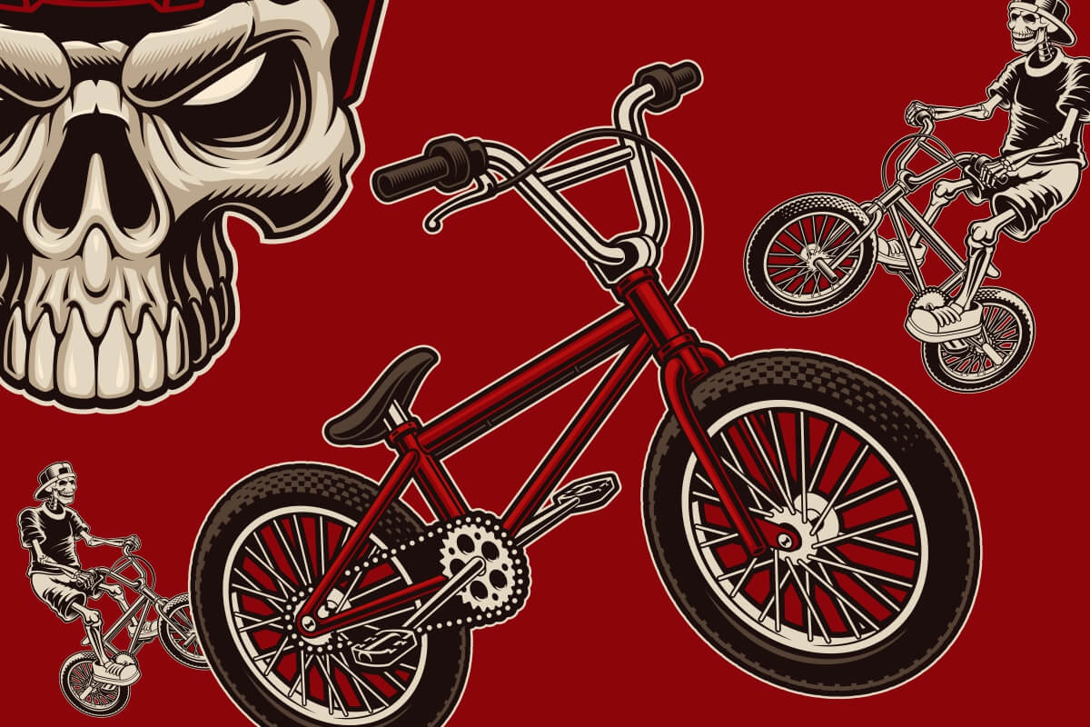 Teschio e bici BMX rossa, 1200x800 HD, Laptop