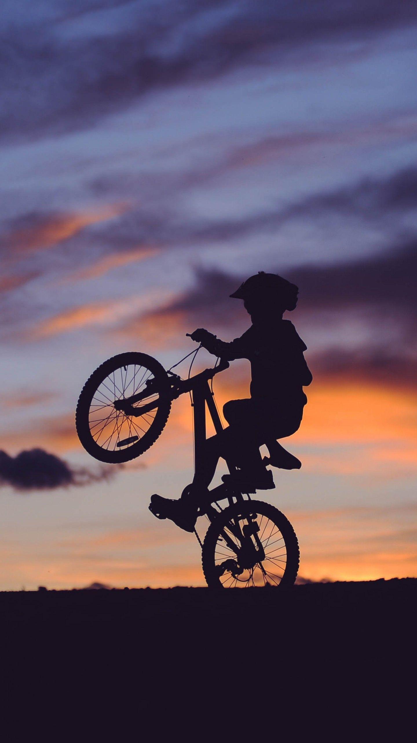 Silhouette BMX al tramonto, 1440x2560 Full HD Verticale, Smartphone