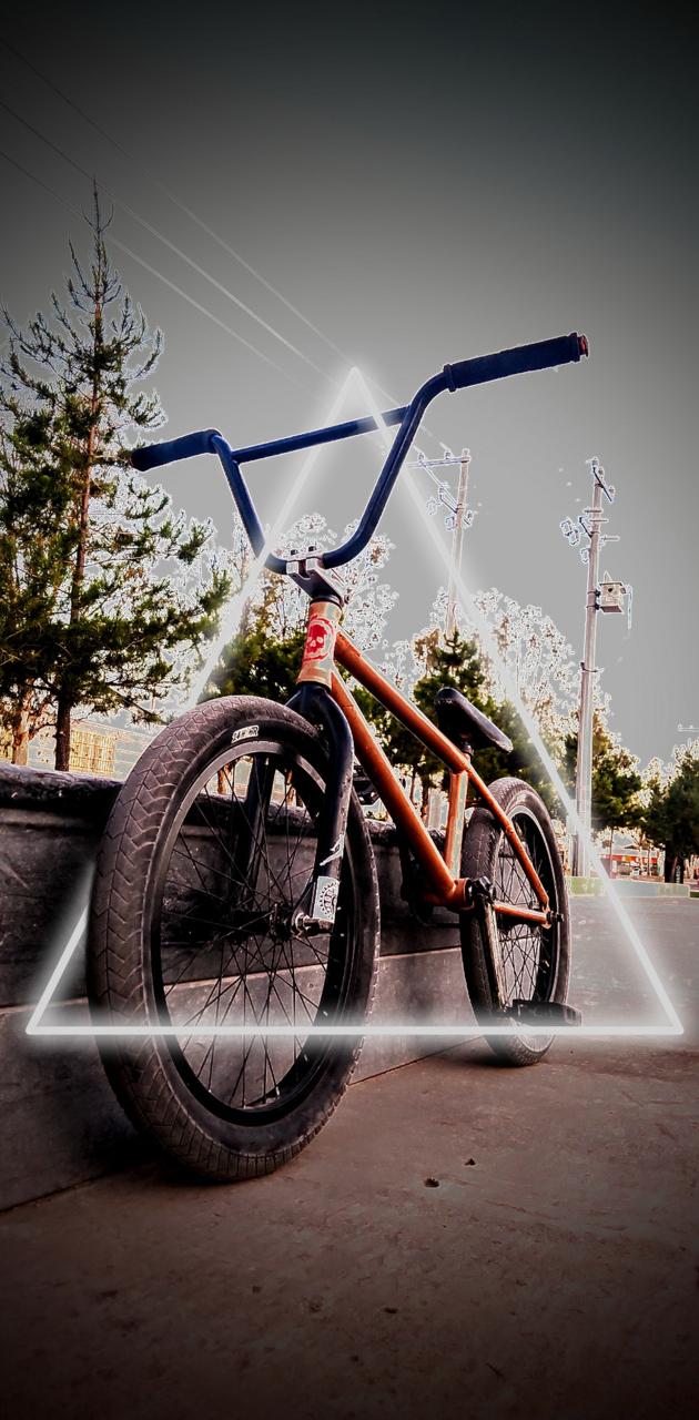 Bici BMX arancione blu strada, 630x1280 Verticale, Mobile
