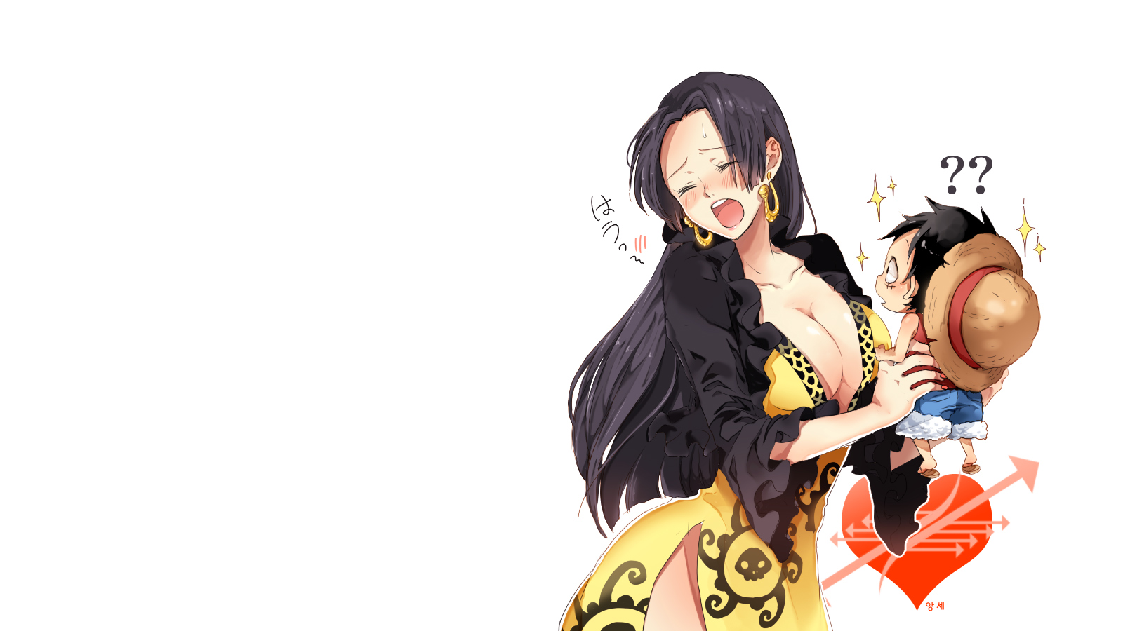 Boa Hancock e Luffy chibi, One Piece, 1600x900 HD Ready, Desktop