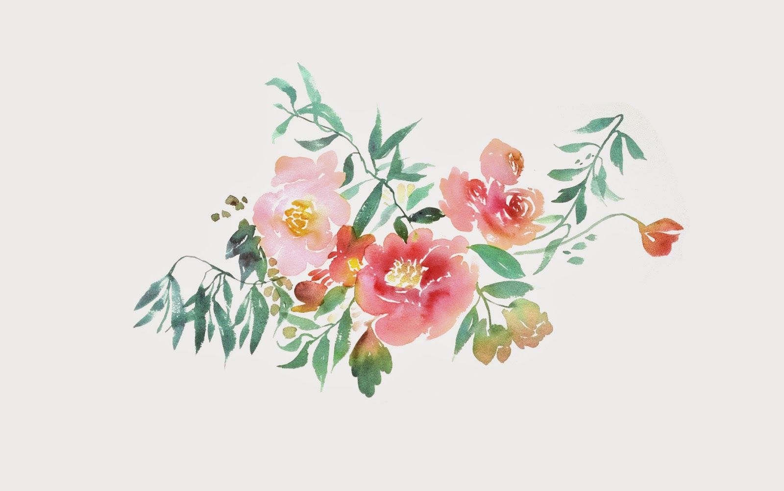 Fiori acquerello rosa e verde, estetica boho, 1600x1001 900p, Dell XPS