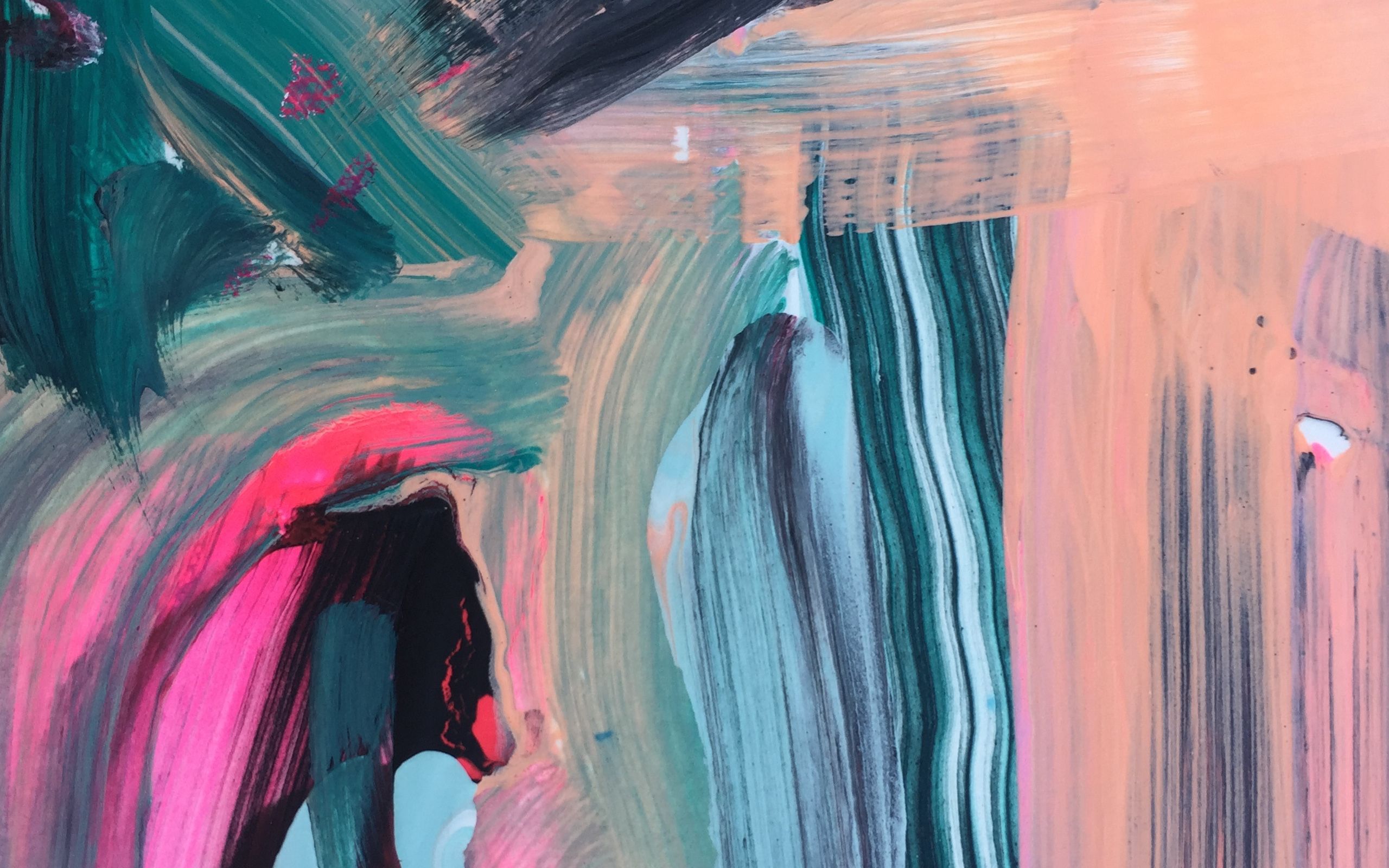 Pennellate astratte rosa e verde, 2560x1600 2K, PC