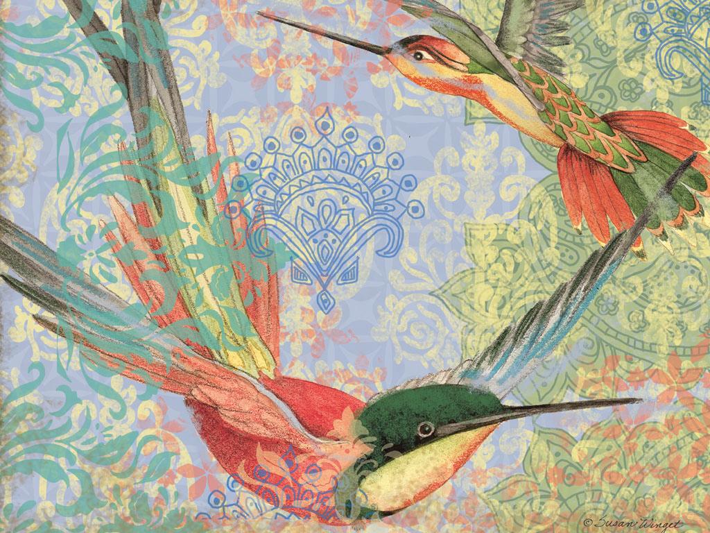 Colibrì stile boho decorativo, 1024x768 HD, PC Desktop