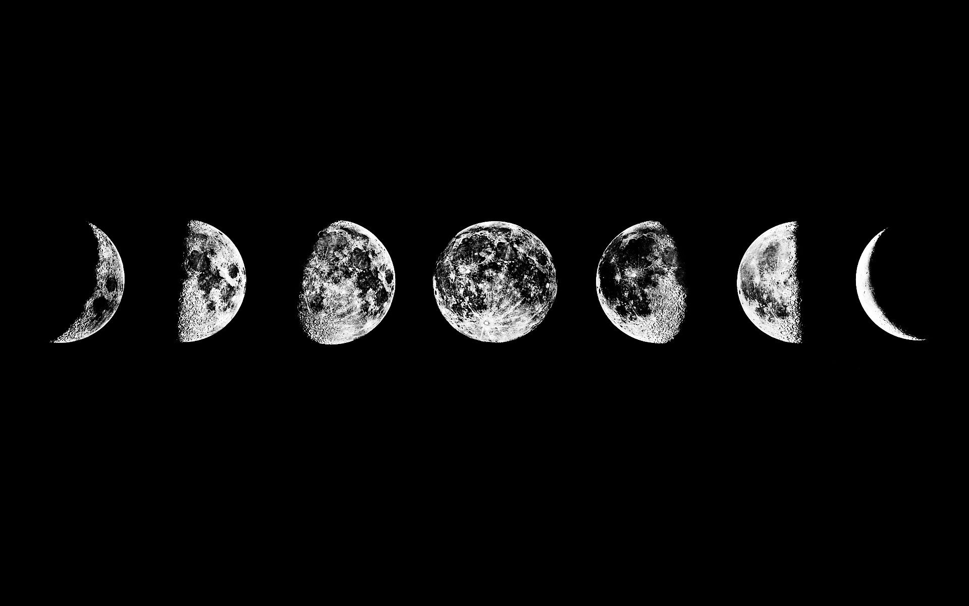 Fasi lunari sfondo nero, 1920x1200 Full HD+, PC Desktop