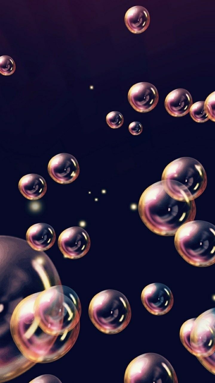 Bolle di sapone su nero, 720x1280 Verticale, Telefono
