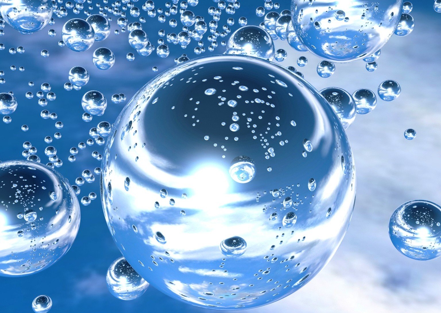 Bolle d'acqua blu trasparenti, 1536x1091 HD, Desktop