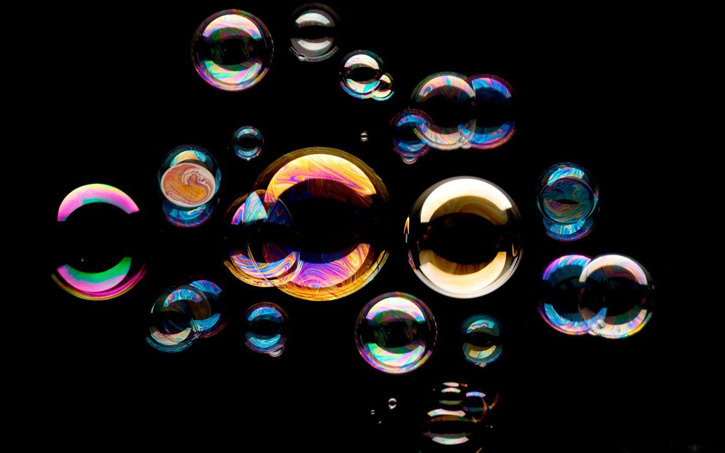 Bolle di sapone su nero, 1440x900 720p, Laptop