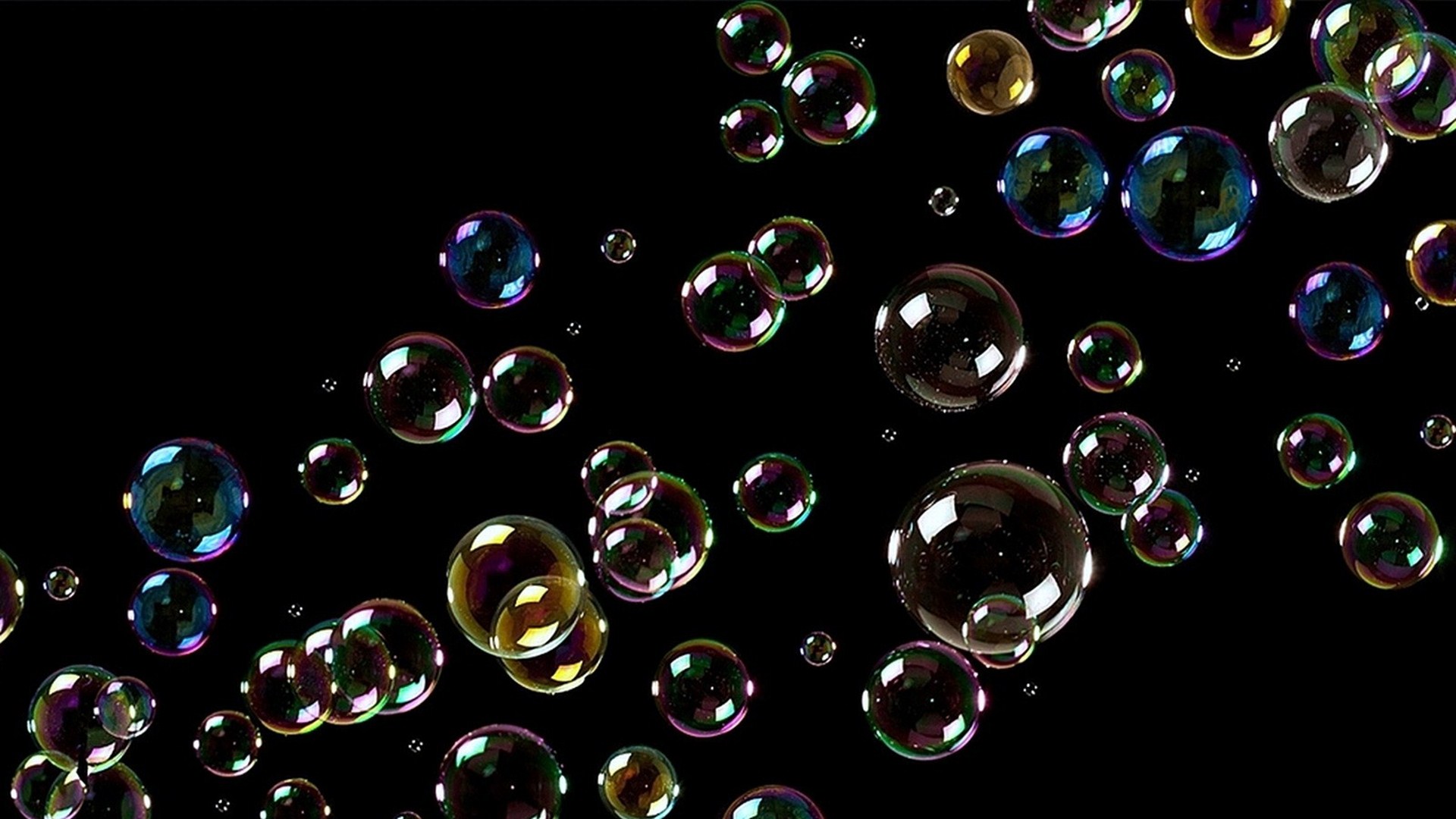 Bolle di sapone su nero, 1920x1080 1080p, Desktop