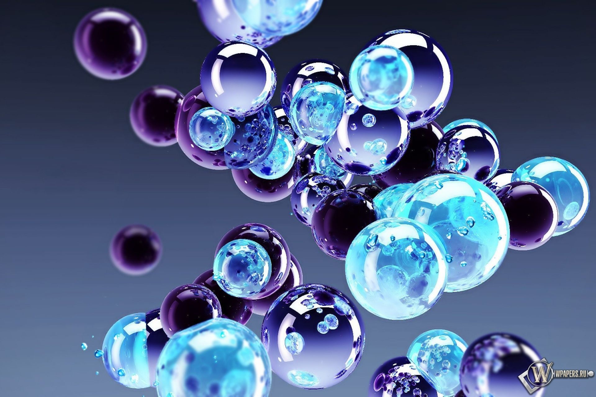 Bolle 3D blu e viola, 1920x1280 Full HD+ WUXGA, iMac