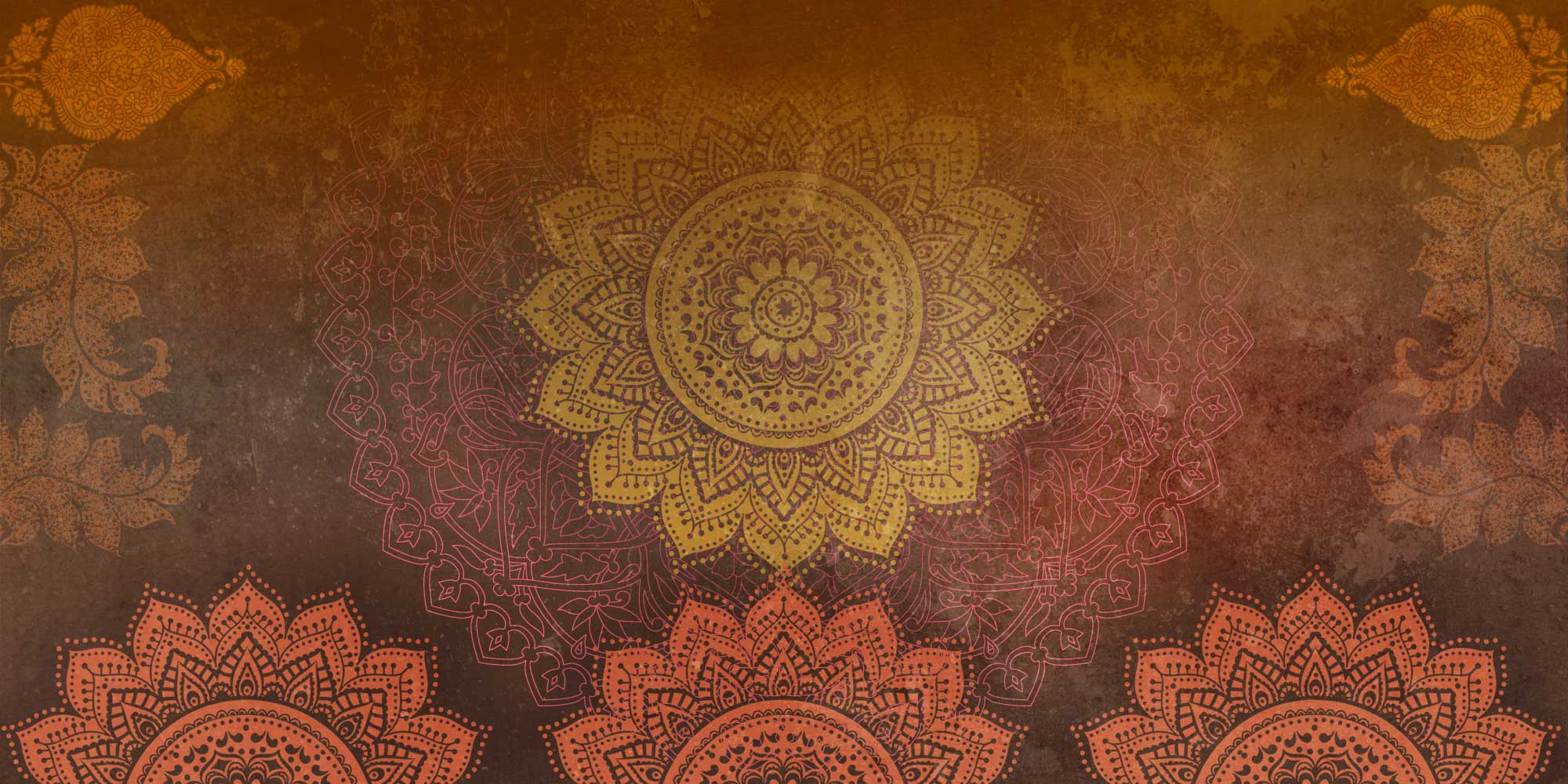 Mandala dorato sfondo texture, 2000x1000 alta risoluzione, PC