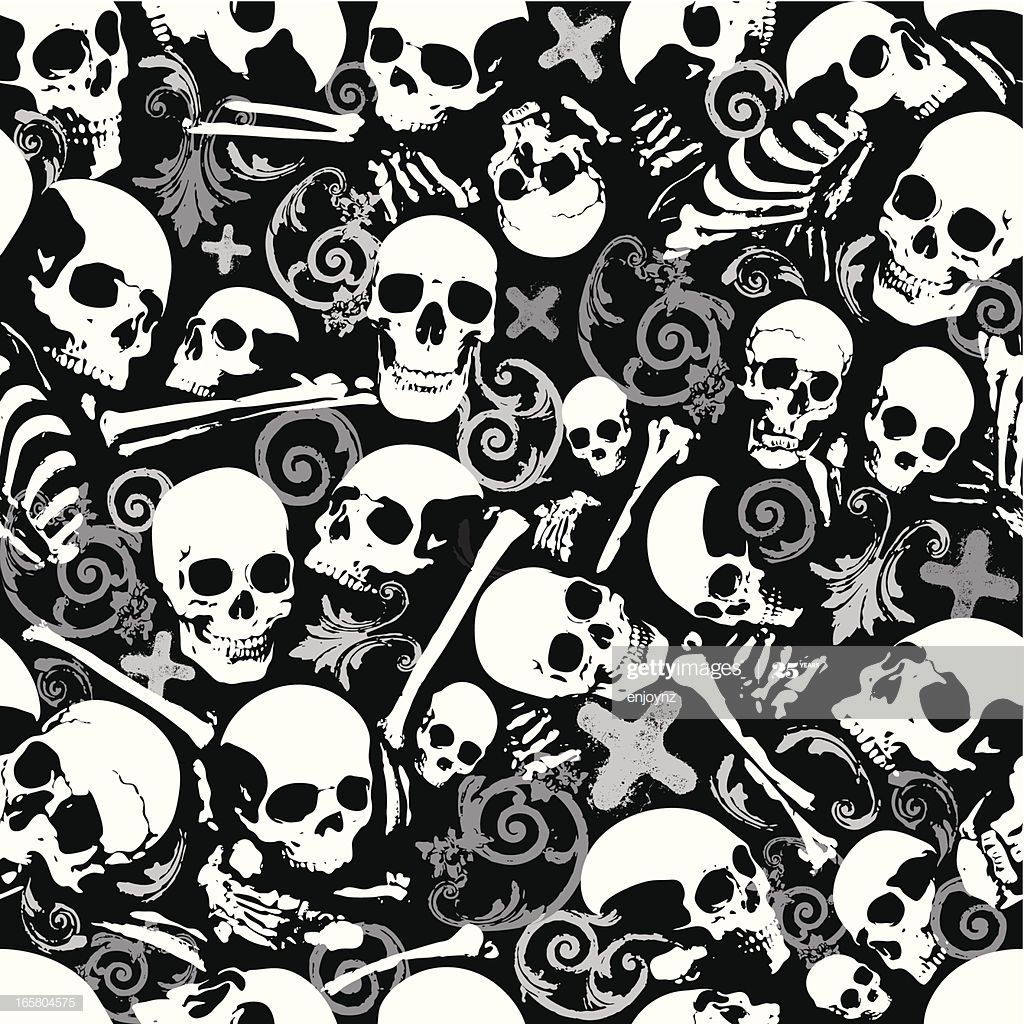 Teschi e ossa pattern bianco nero, 1024x1024 HD, iMac