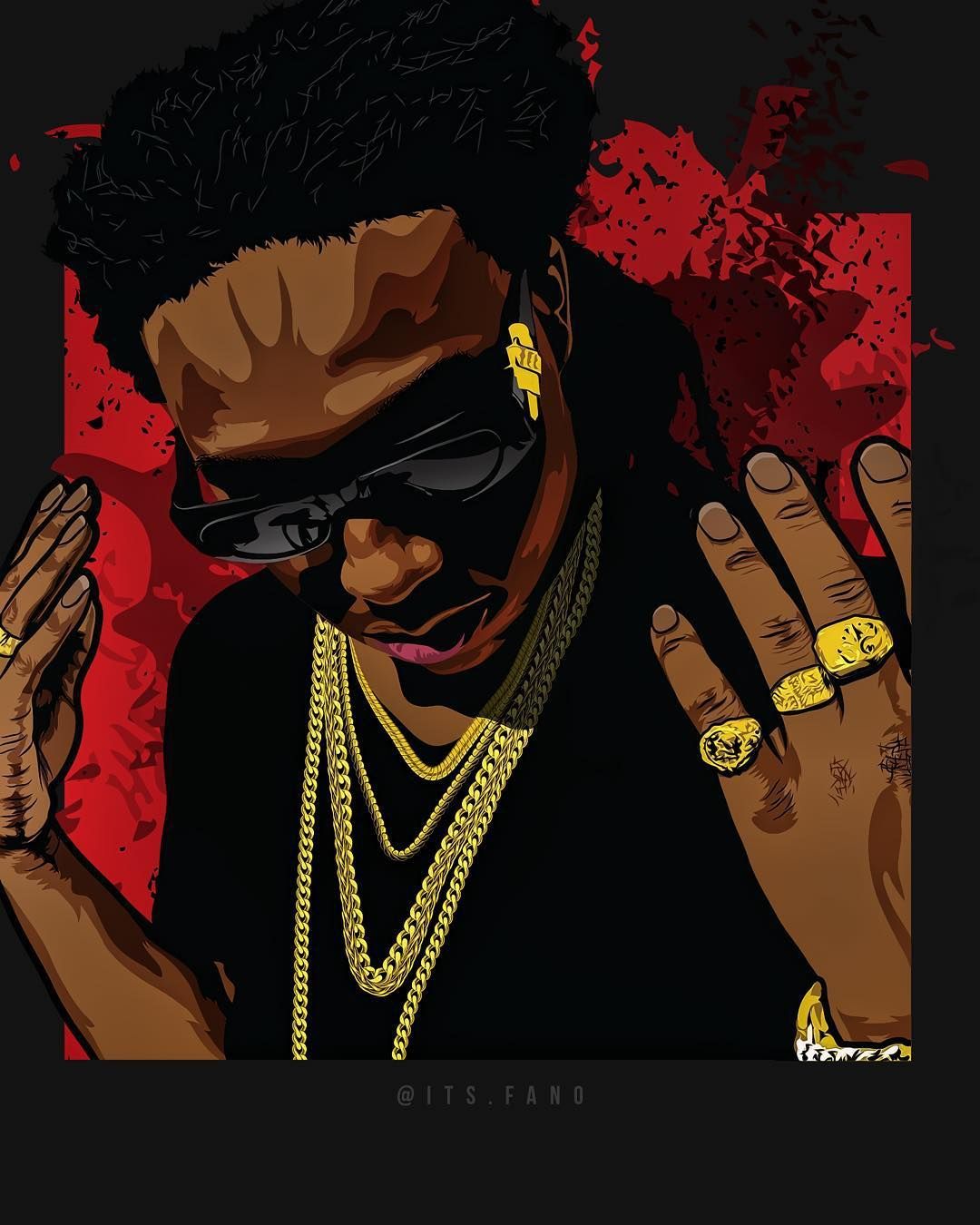 Rapper con catene d'oro, arte, 1080x1350 Verticale, Telefono