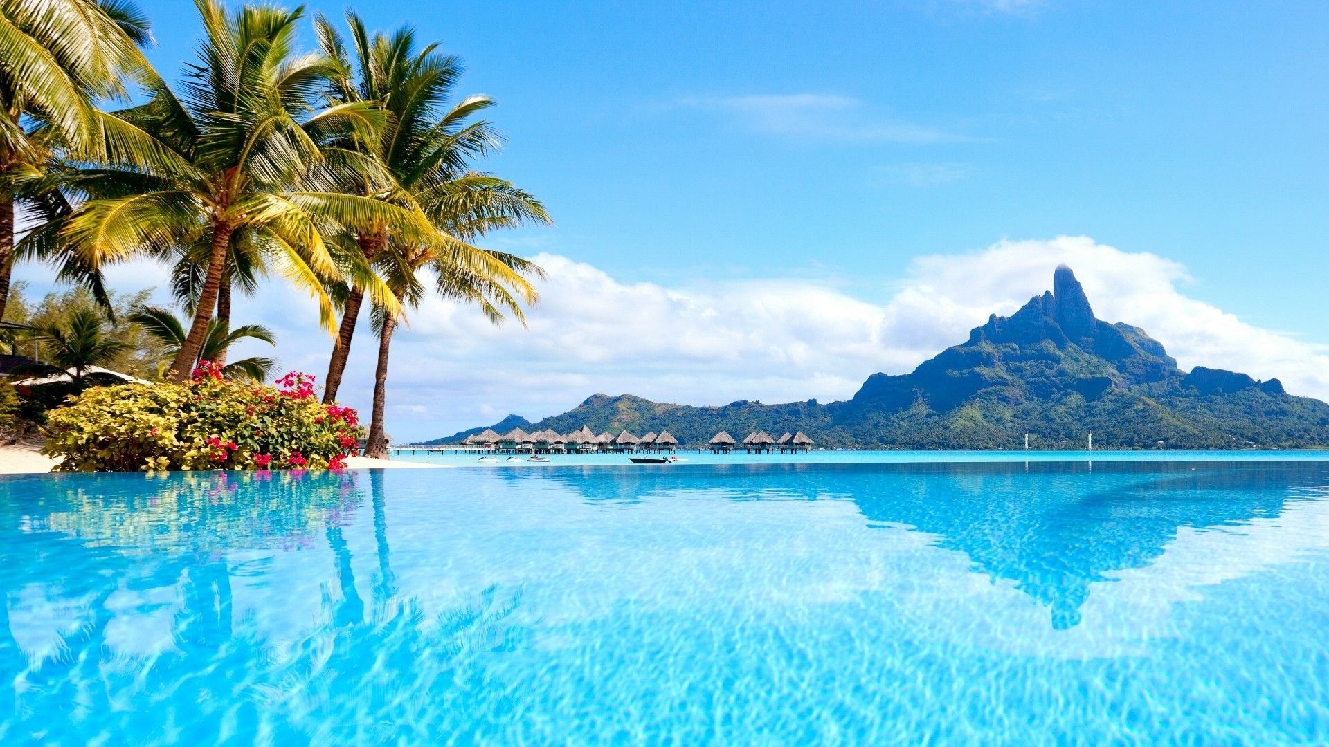 Piscina infinity Bora Bora tropicale, 1920x1080 1080p, Monitor Gaming