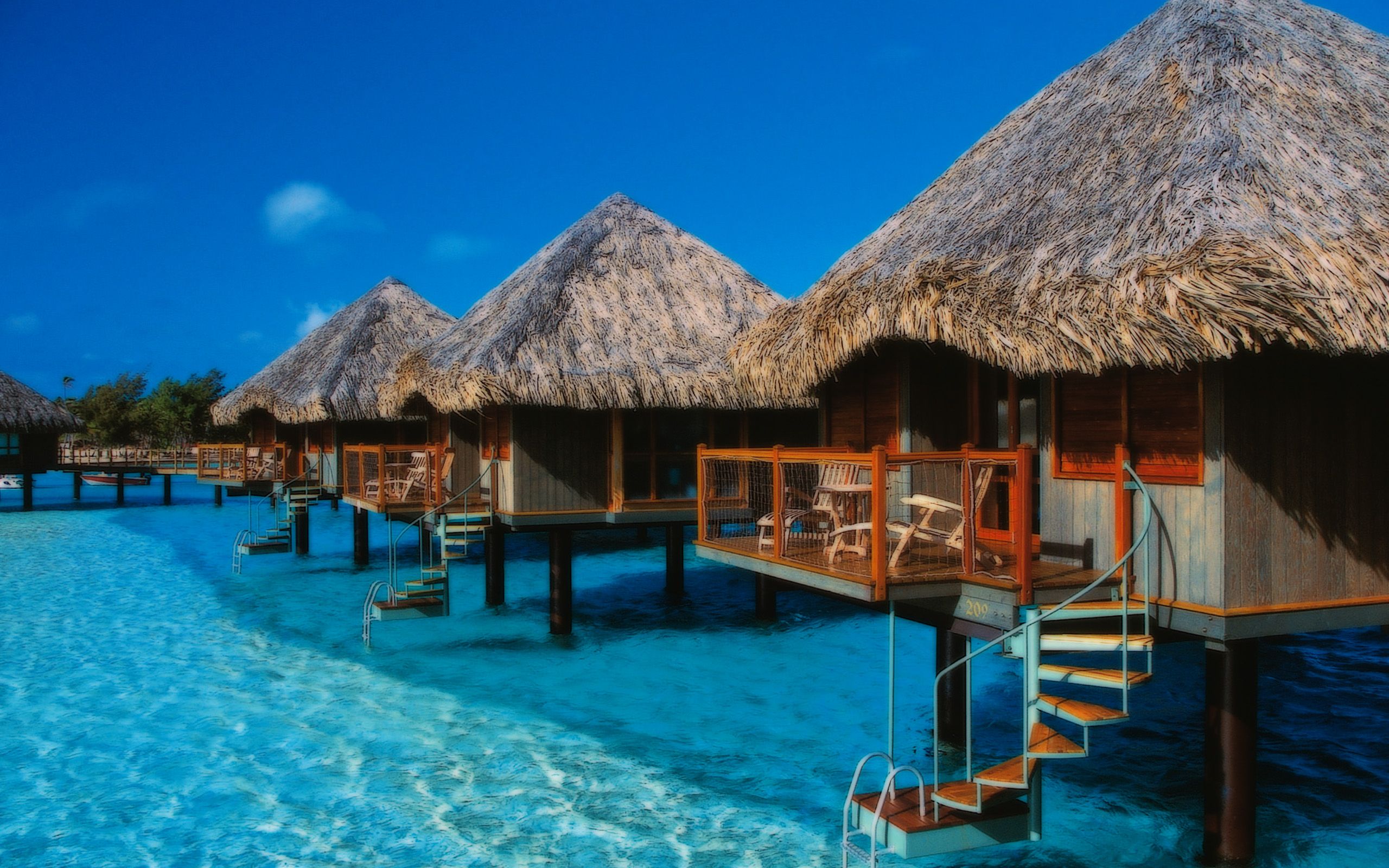 Bungalow overwater a Bora Bora, 2560x1600 WQXGA, Desktop
