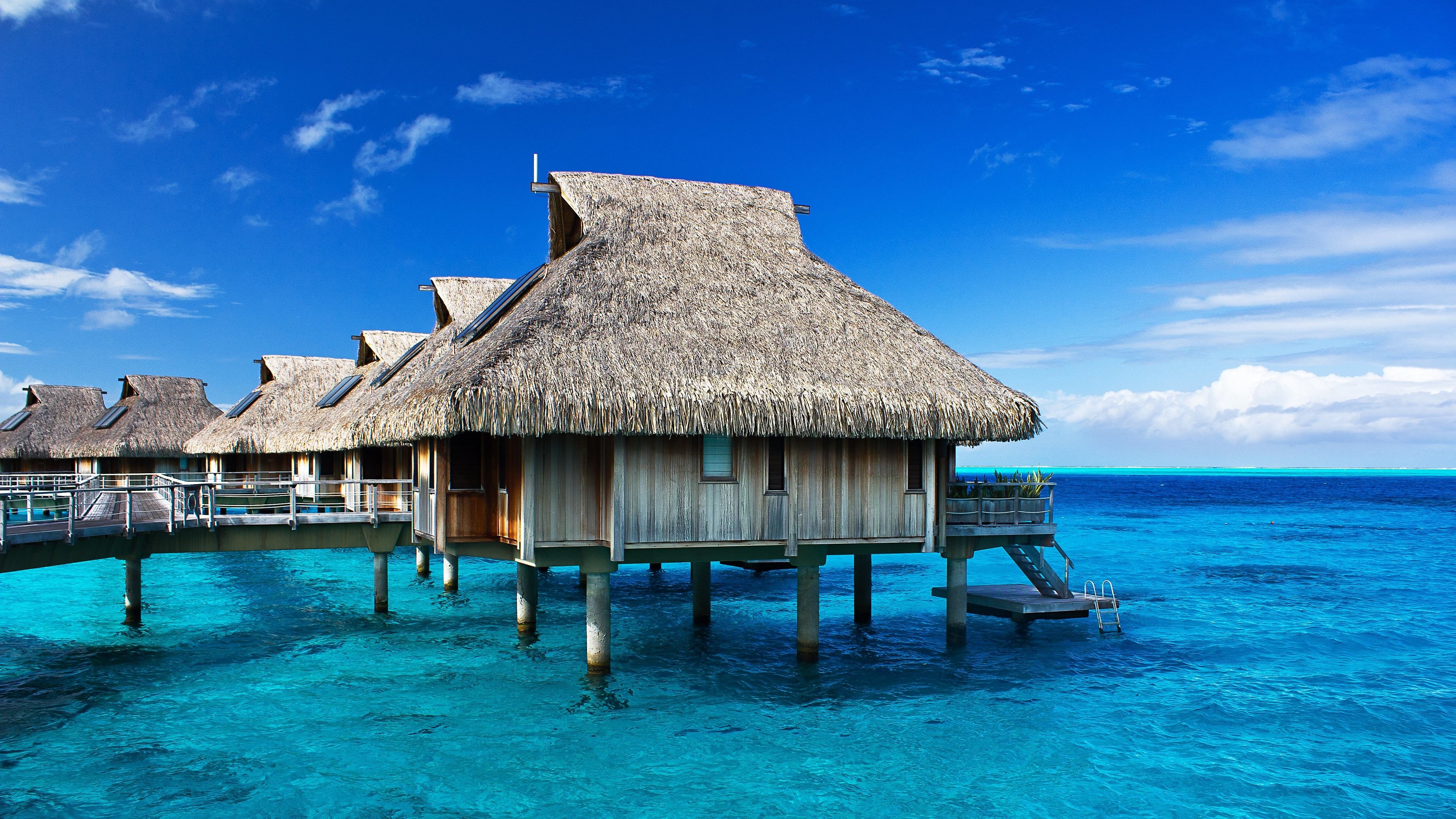 Bungalow su palafitte, Bora Bora, 3840x2160 Ultra HD, PC