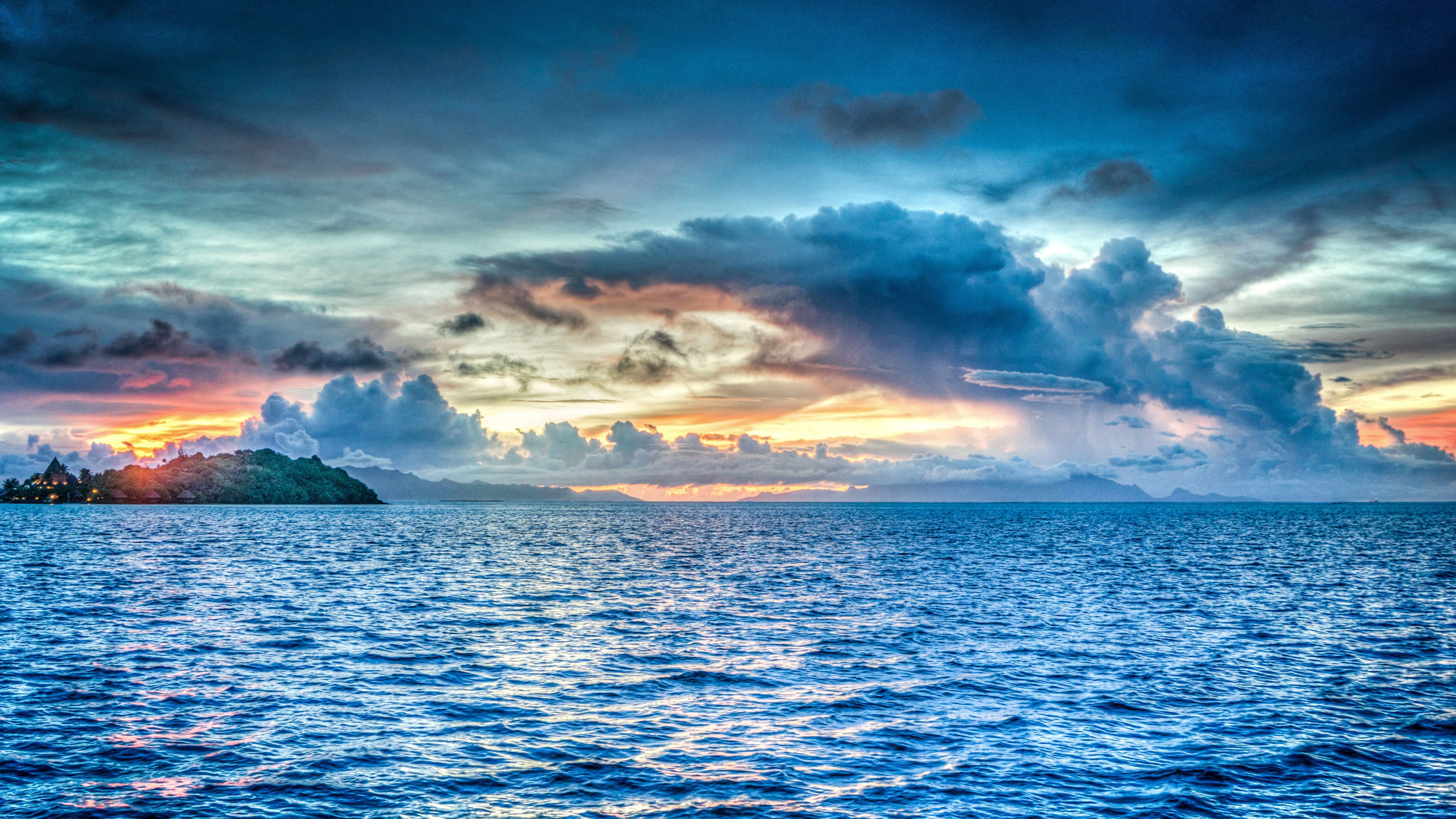 Bora Bora tramonto oceano, 5120x2880 UHD, Monitor Gaming