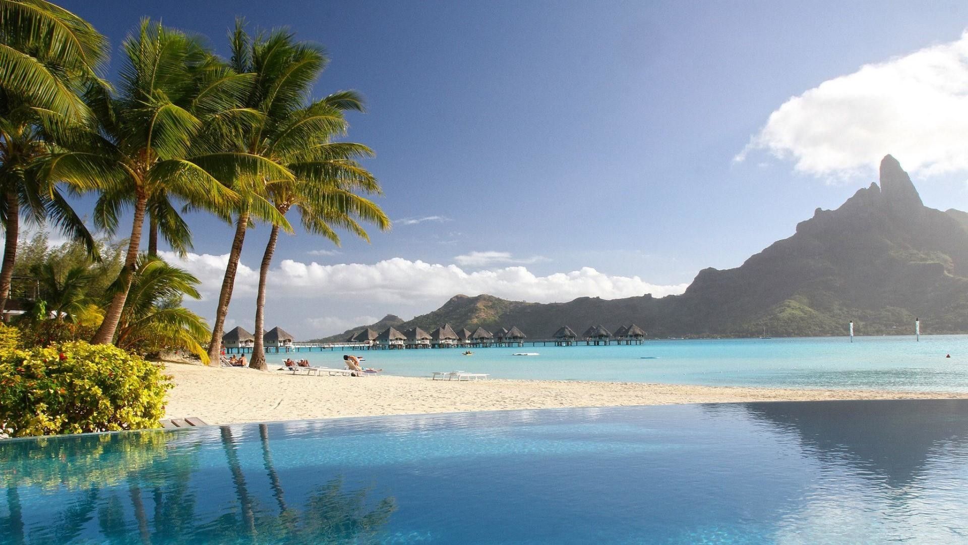 Piscina infinity vista Bora Bora, 1920x1080 1080p, PC