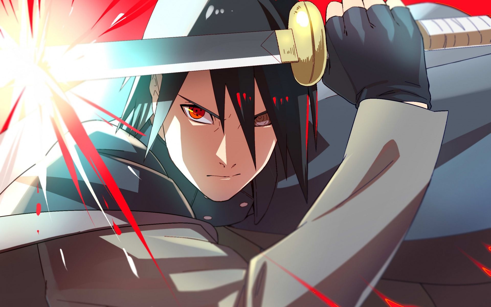 Sasuke Uchiha con katana, 1332x850 HD, Desktop