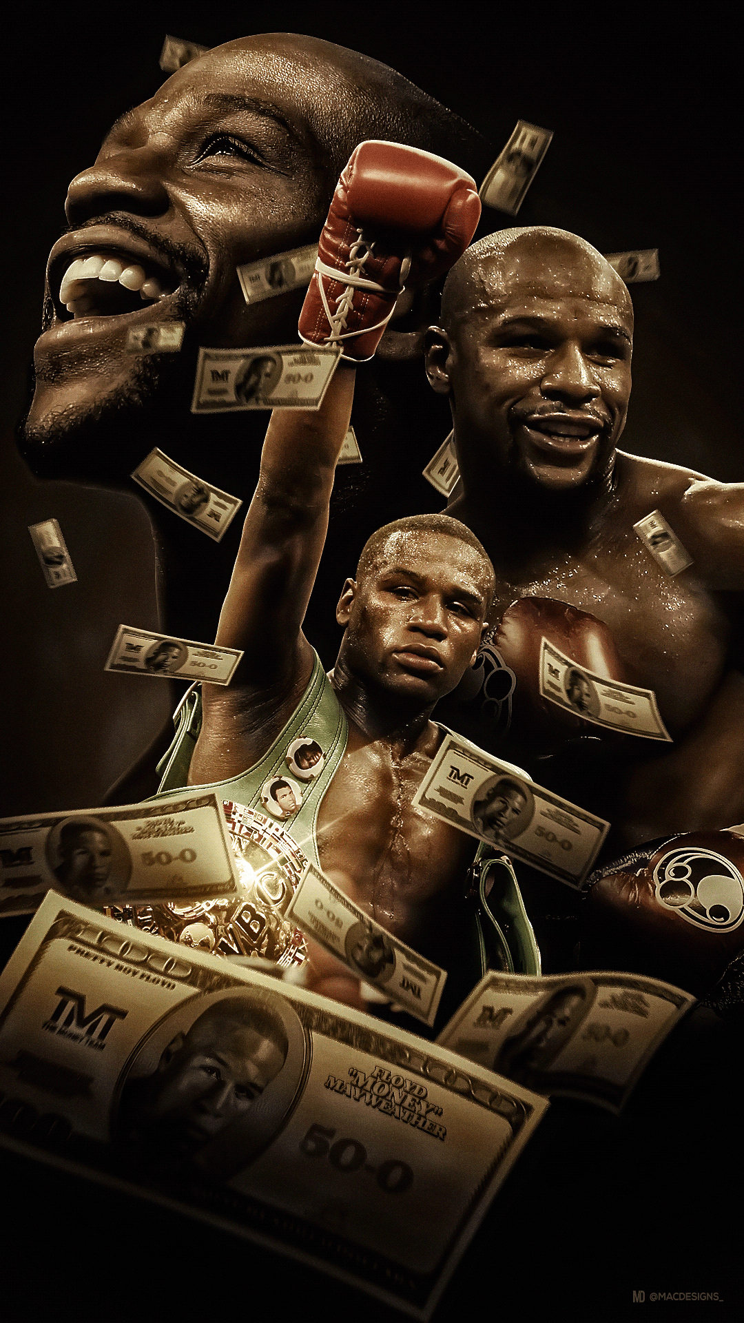 Floyd Mayweather collage dollari, 1080x1920 Full HD Verticale, Smartphone
