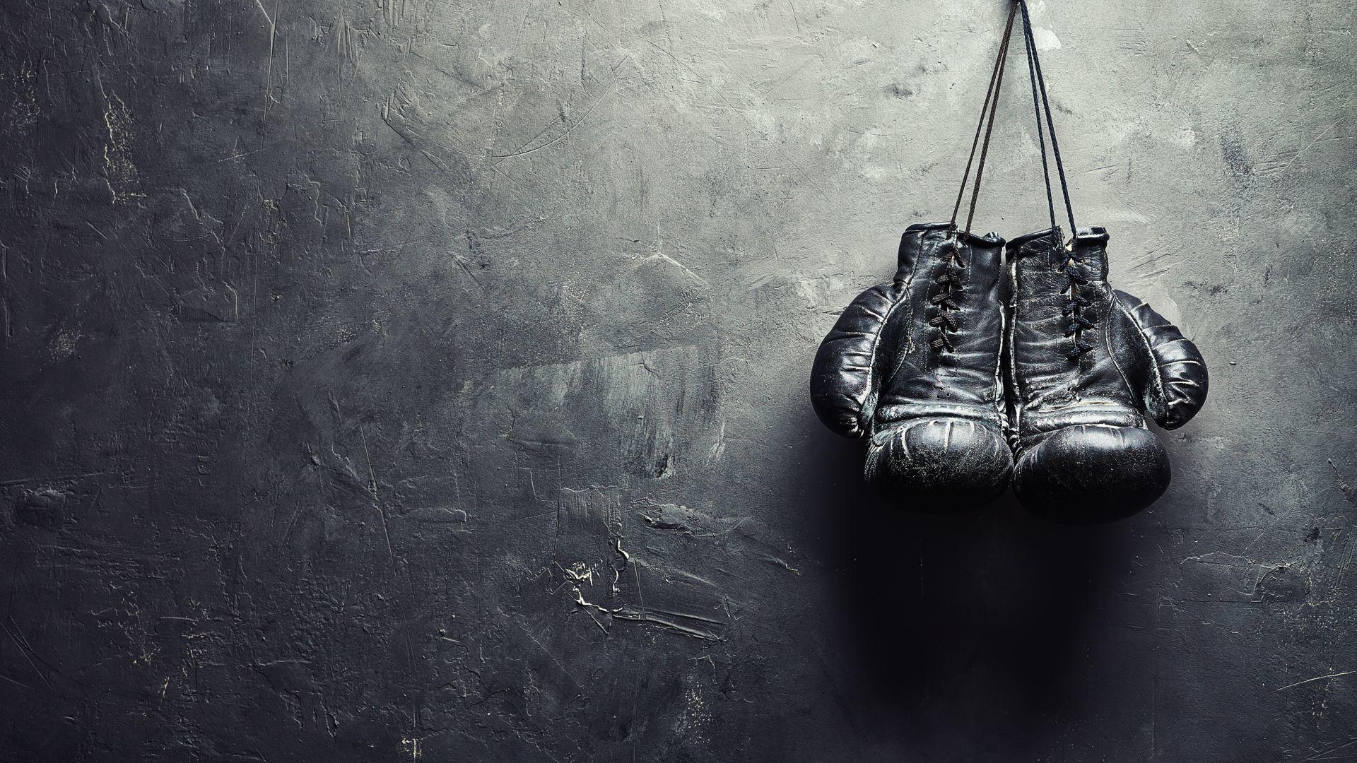 guantoni boxe neri parete grigia, 1920x1080 Full HD 1080p, PC Desktop