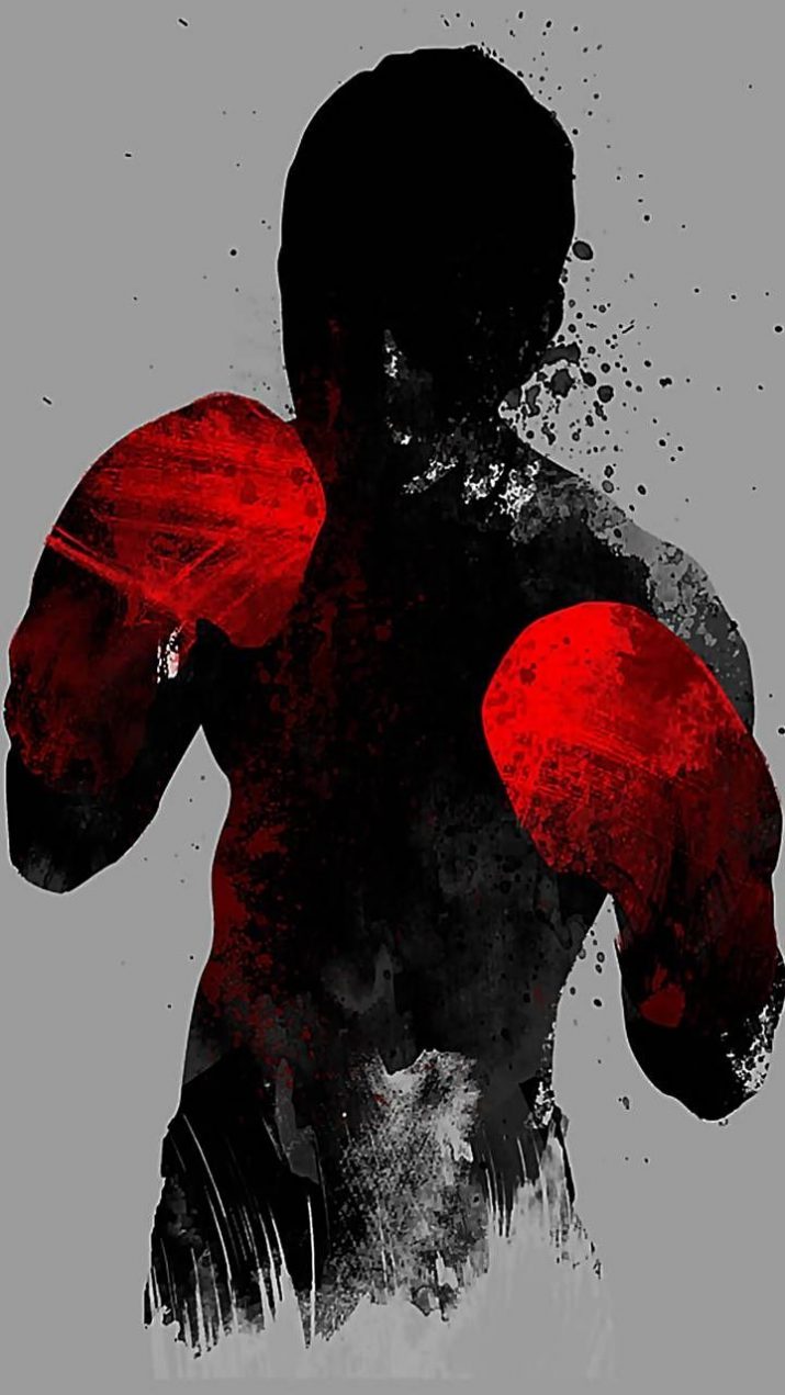 pugile silhouette rosso nero astratto, 715x1271 Full HD Verticale, Smartphone
